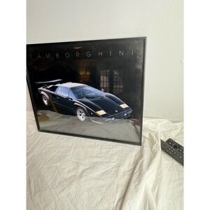 Framed Lamborghini Countach Poster Art Print Black Car Wall Decor
